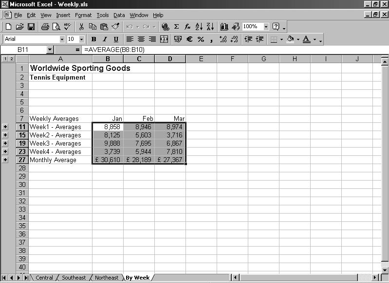 Lesson 5 - Consolidating Worksheets Excel 2000: Level 3 Excel consolidates data by adding additional rows to the worksheet.