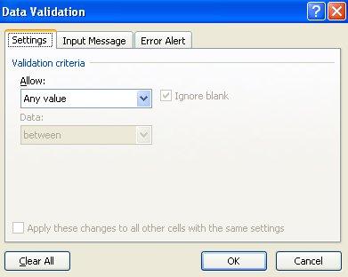 You can remove any data validation you have set by selecting the cell(s) from which