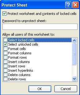 Using Worksheet Protection You can assign an optional password to a protected worksheet. Passwords are case-sensitive.