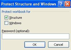 deleted. You can also assign an optional password. To protect a workbook 1. Click on the Protect Workbook button in the Changes group. 2.