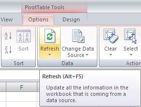 If you change the existing data, delete records or fields, or add records or fields to the original database range, you need to refresh the PivotTable report.