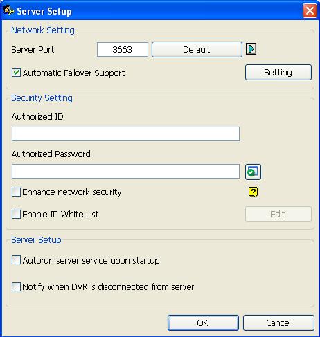 9 Useful Utilities 9.4.6 Starting the Server To configure the server and start the service, follow the steps below. 1. Click the Server Setup button (No. 7, Figure 9-14). This dialog box appears.