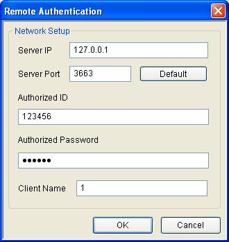 Click OK to apply the settings. 6. In the E-Map Server window, click Tools on the menu bar and select Remote Authentication. This dialog box appears. Figure 9-32 7.