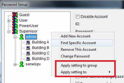 4. Optionally, you can use the following functions to arrange the user and client accounts. A. Right-click a user account to have two options.