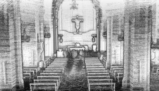 SPENT FOR THE SURVEY: 5 min TIME SPENT TO OBTAIN REGISTERED POINT CLOUD: 5 min 3D Point Cloud of the church, wall