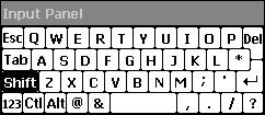 Large key: lower case As with the small key configuration, upper or lower case alpha keys can be displayed by using the SHIFT key.