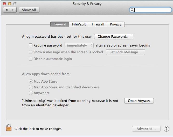 Or you can go to System Preferences >> Security & Privacy as in next two figures. Fig.