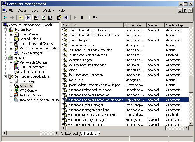 Step 2: Stop the Symantec Endpoint Protection Manager Service Scroll down to find the SEPM Service.