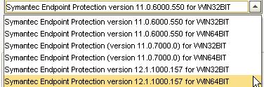 Select the SEP version 12.1.1000.