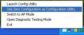 The Configuration Utility appears as an icon on the system tray of Windows while the adapter is running. You can open the utility by double-click on the icon.