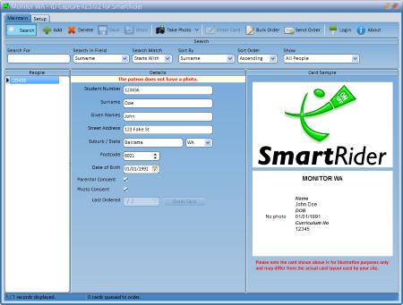 Orientation The graphic below is a screenshot software. As data is changed in the main data window, the effect that this makes on the ID Card is shown in the card layout window.