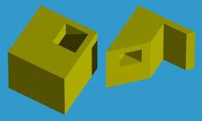 Examples (4) The following solid has a penetrating hole and an internal cubic chamber as shown by the right cut-away figure.