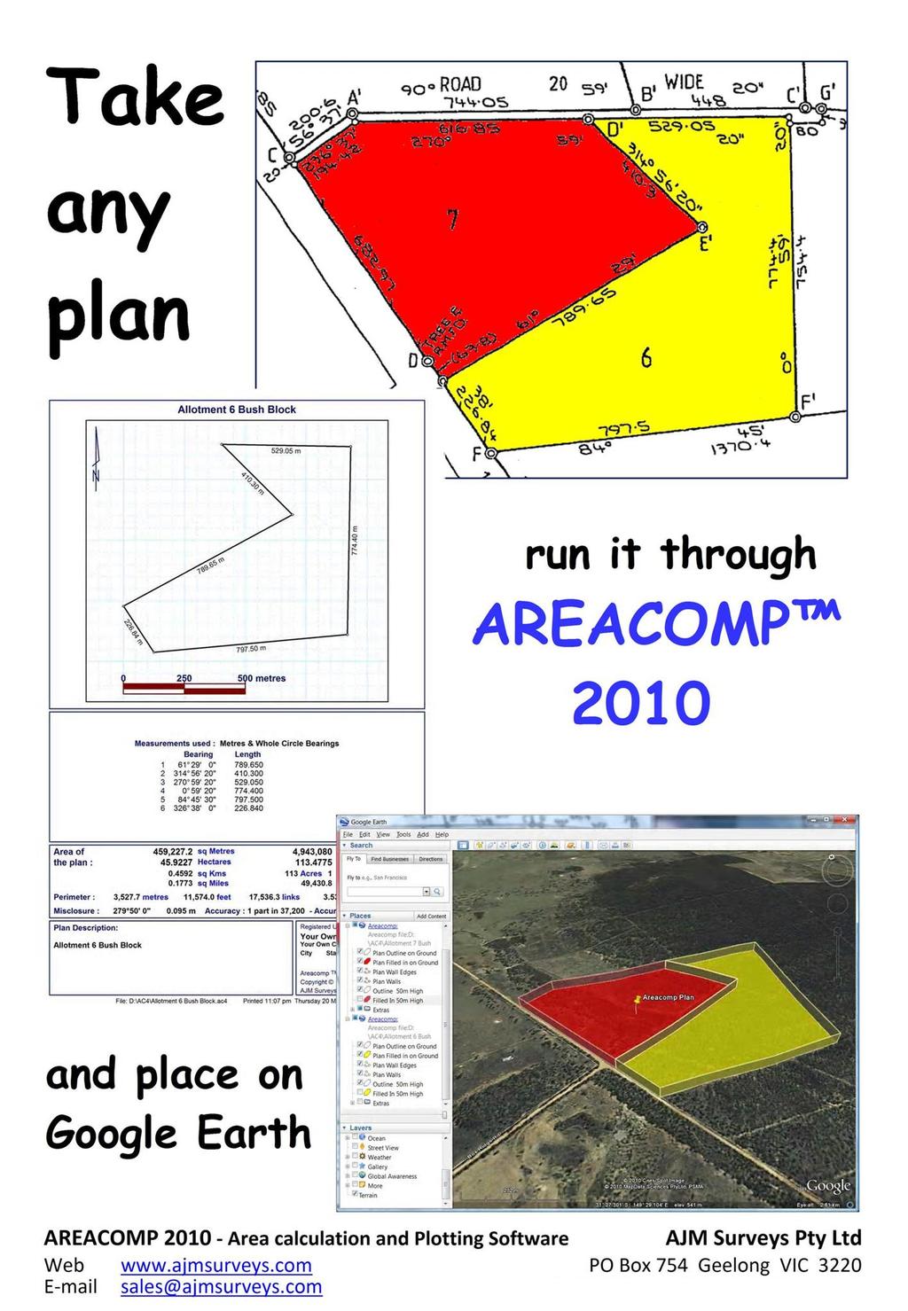 Areacomp 2010 Land Area Calculating Converting and Drawing Software For Windows operating