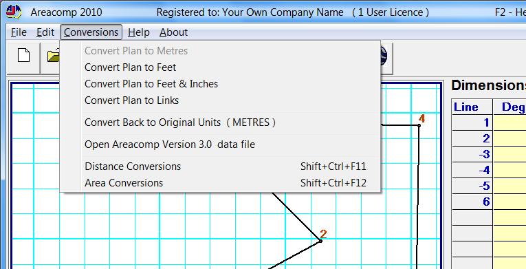 Converting Plan to other dimensions. Areacomp 2010 User Guide With Areacomp 2010 you can convert your plan to other distance units.