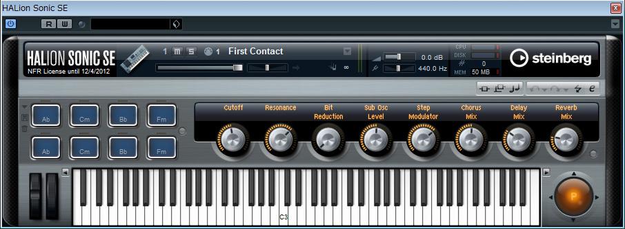 7 Press [VSTi WINDOW] ([CHROMATIC PERCUSSION]) to open the VSTi window of the selected Instrument track. 8 Select a program of the VSTi by pressing [INC/YES]/[DEC/NO] of the MX49/MX61.