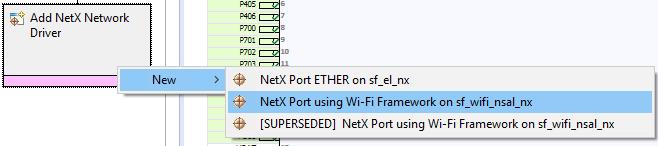 The only mandatory user s action required by the SSP configurator is to add a NetX Network Driver, which can be the driver for the Synergy S7 device Ethernet physical port or the Wi-Fi Framework.