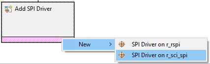 The device driver communicates with the module through an SPI Interface; hence, the SSP configurator automatically adds the framework for the SPI interface, which will show another box with pink base