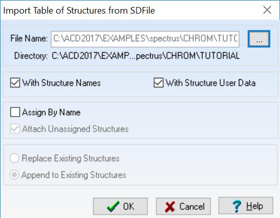 To bring a group of structures at once, right click within the Table of Structures and Import Structures from an *.