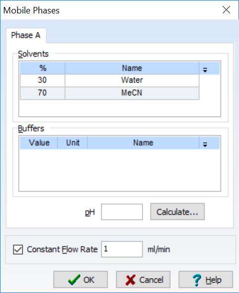 2. To input parameters manually, type the information in the fields. Note: For further optimization in LC Simulator, dwell volume, dead time, and flow rate must be specified. 3.