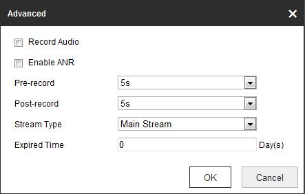 If you want to configure the all-day recording, please check the All Day checkbox. If you want to record in different time sections, check the Customize checkbox. Set the Start Time and End Time.
