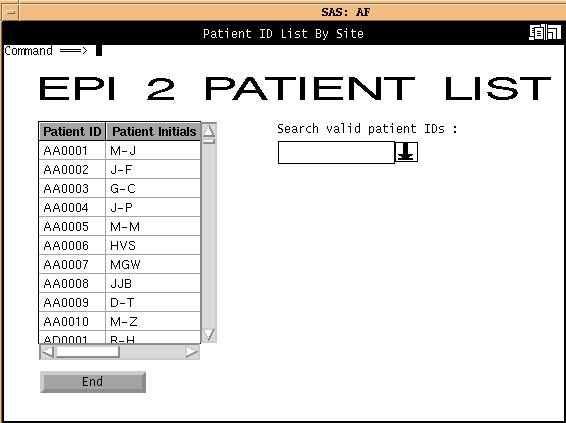 Screen Print 1 (table Patient, Flowchart 1)