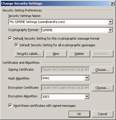 Using the certificate Figure 5.15. Security Settings 5.9.3.