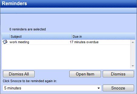 Chapter 2. Using the Zarafa WebAccess Figure 2.27. Reminder dialog 6. Using the button Invite Attendees one can send a meeting request as shown in Figure 2.28, Meeting request.