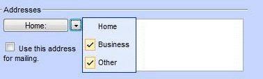 Cascade menu to choose the address type Different types of Phone Number fields are available in the Zarafa WebAccess.