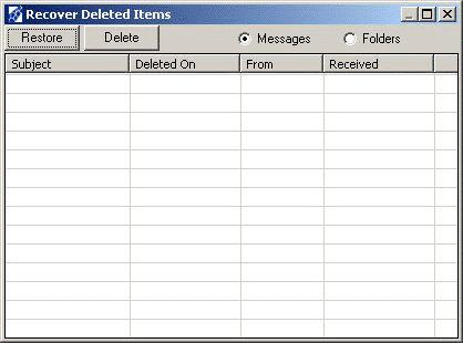 Free/Busy updates Figure 5.9. Recovering deleted items Select the items which need to be recovered and click on the Restore button to restore the items to the folder they were deleted from.
