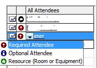 Change the icon Required attendee to Resource or Equipment. Figure 5.11. Select the option Resource 5.