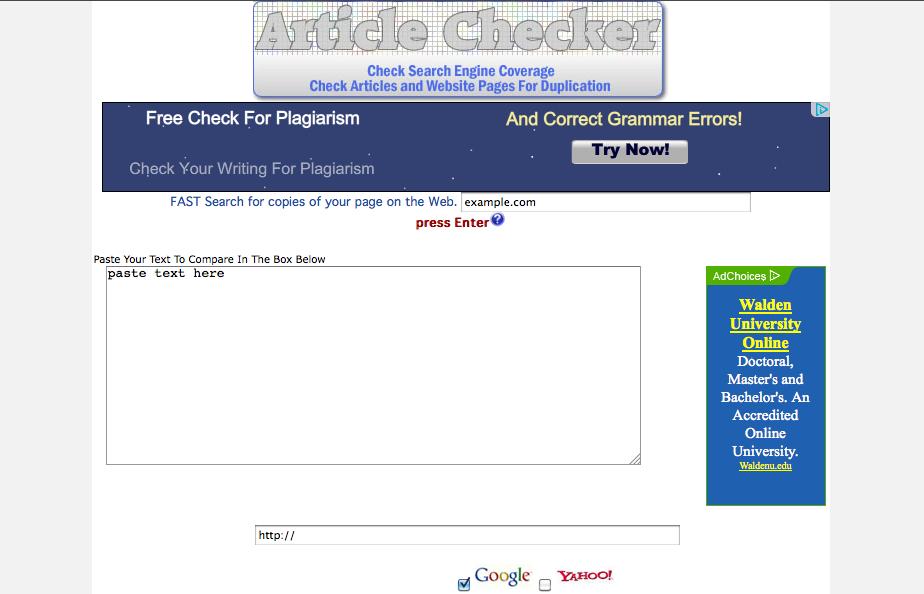 Another good option to check for duplicate text content is by going to www.articlechecker.