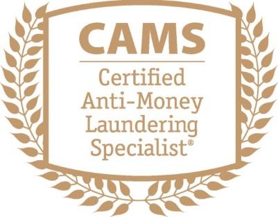 ACAMS CAMS Credential Globally-recognised gold standard assessment of AML competence and experience