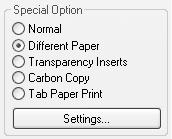 PRINT FUNCTIONS FOR SPECIAL PURPOSES Print functions for special purposes can be found in the "Special Option" field on the [Paper] tab of the printer driver properties window.