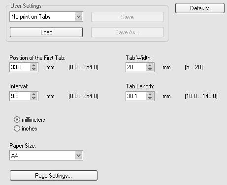 PRINTING TEXT ON TABS OF TAB PAPER (Tab Printing) This function is used to print text on the tabs of tab paper.