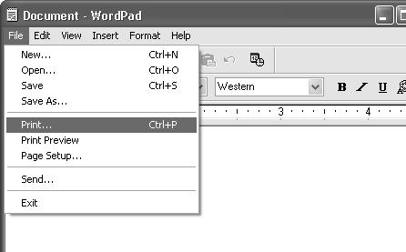 1 PRINTING FROM WINDOWS BASIC PRINTING PROCEDURE The following example explains how to print a document from "WordPad", which is a standard accessory program in Windows.