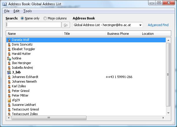Delegate can see my private items ADDRESS BOOK The Global Address List presents the list of mailboxes on the server as well as other address
