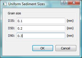 Figure 5. Pop-up window used to identify uniform bed grain size. The.bc file will appear as "Mesh" with a single elevation data set.