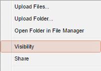 Page9 Visibility When using the visibility function you can see the shares on the selected file or folder.