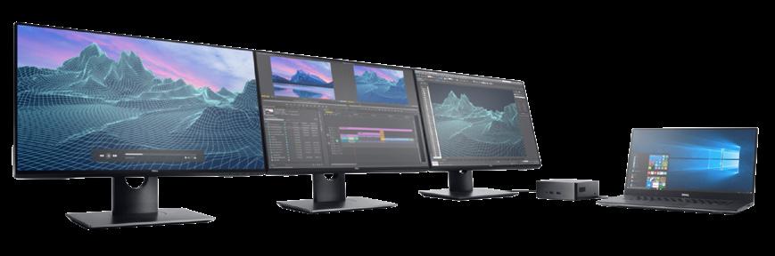 two 4K displays or one 5K display Powered by DisplayLink compression technology requiring driver installation Supports up to 65W power delivery but does not support Dell ExpressCharge