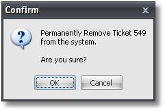 In the Point of Sale, click the Actions button and select the Remove Ticket option. 2. A prompt will appear for the Manager Override Password. 3. Enter the password and click the OK button.