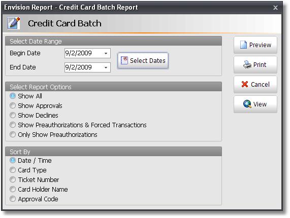 Select "Print Credit Card Batch Report" from the drop down menu. 3.