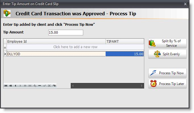 Once this option is selected, a pop-up window will occur at the Sales Register upon a credit card swipe.