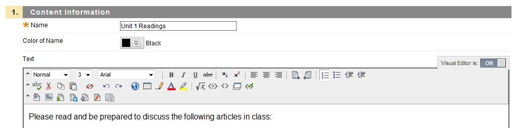 Enter a Name (required) and a description or annotation in the Text box (optional).