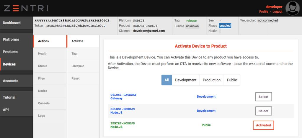 Create a DMS User Account and Create a Gateway Device This is the device view of the newly created device. Note that it shows enabled in the Phase.
