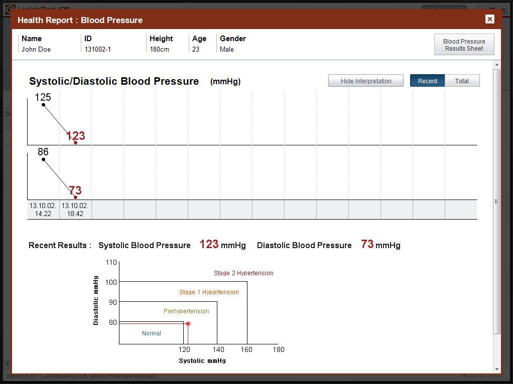 2. Blood Pressure Health Report 1) Press the [Blood Pressure] button next to a member to view his/her Health Report.
