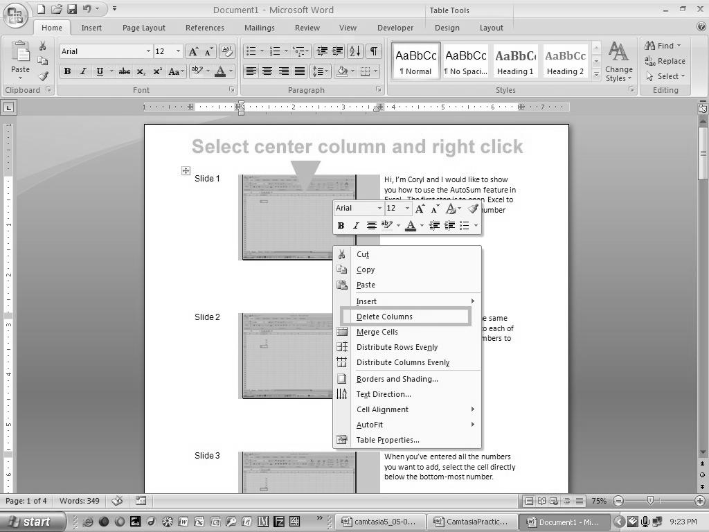 SS & H/Con t Delete Snapshot Column or Keep as Visual Cue How to Create Storyboard, Script & Handout 3) All-in-One Production Aid Addresses difficulties of advance planning and achieving