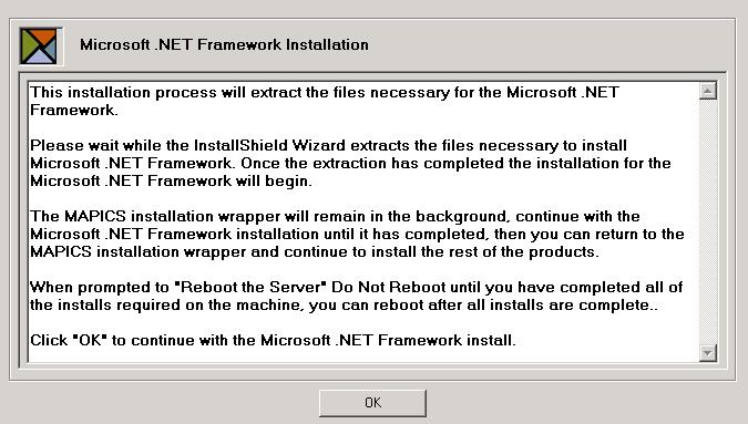 Setting Up the Web Server 4. Click Install.NET Framework. This process launches the Microsoft.