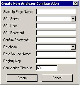 Setting Up the Web Server 2. Click Create New Analyzer Configuration. The Create New Analyzer Configuration screen displays. 3.
