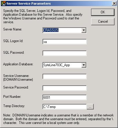 Setting Up the Utility Server 44. Click the Add button. The Server Service Parameters screen appears. The information should be filled in automatically.