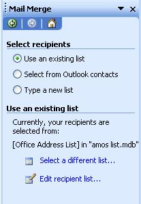 Mail Merge (cont d) Step 3: Select where the list of recipients is stored that you want to merge into your document (Figure 18).
